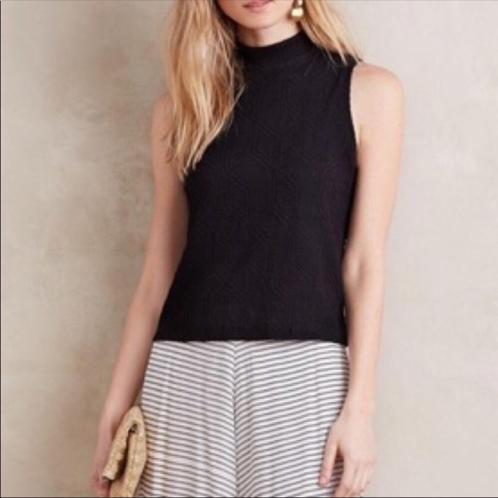 Anthropologie black postmark mock tank